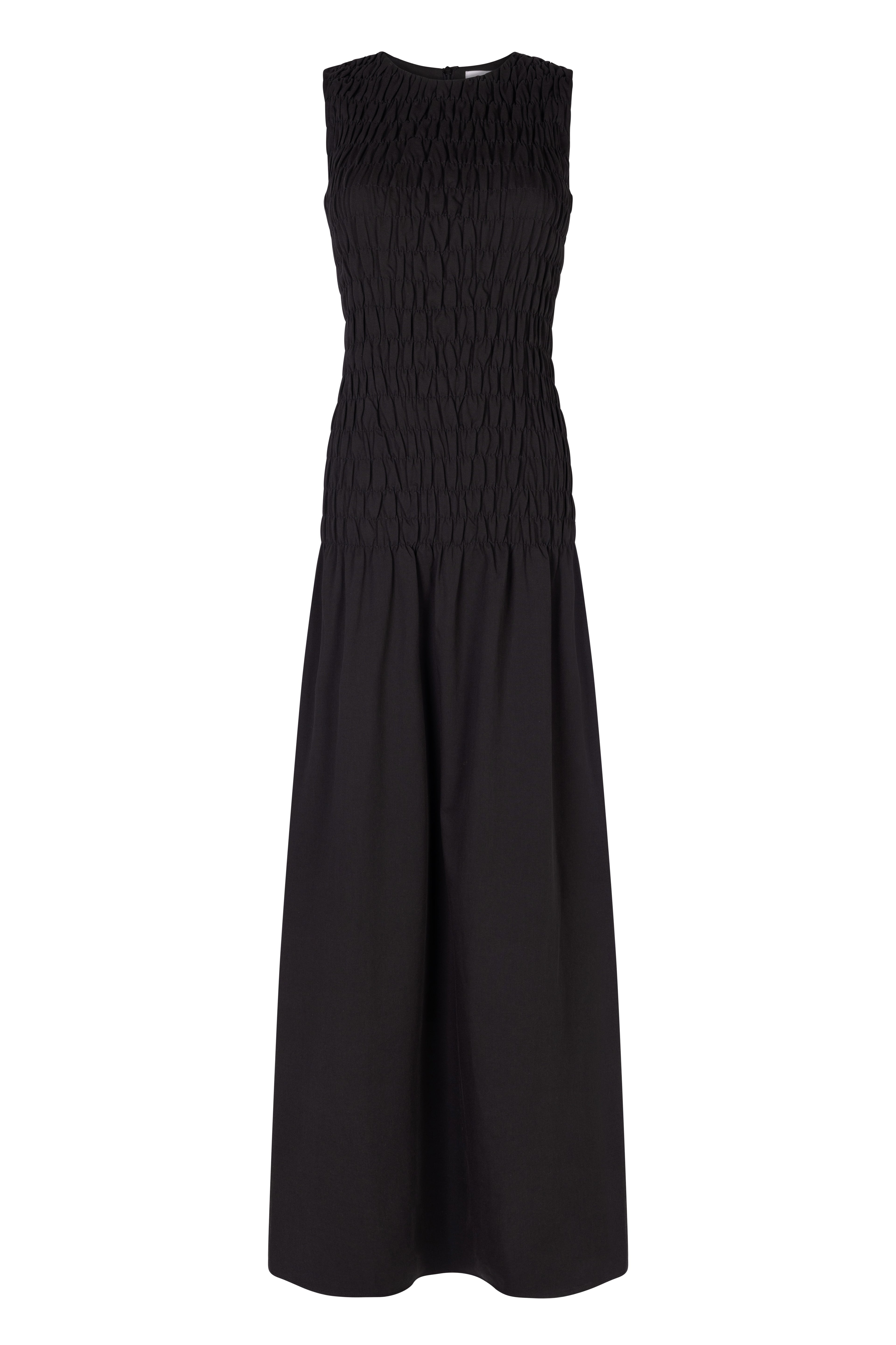 alma mesh shirt dress Alma Dress | Shirred Maxi Dress in Black