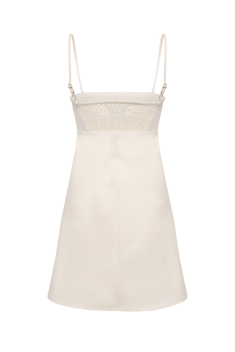 'KU' Crepe Mini Dress - Cream
