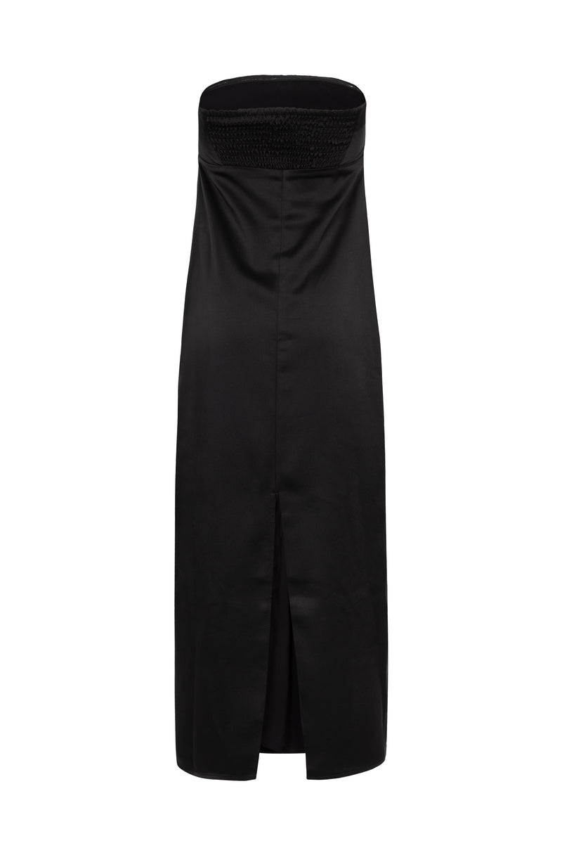 'Bonita' Strapless Satin-Crepe Dress - Black