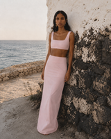 Isla Maxi Skirt - Powder Pink Poplin Cotton