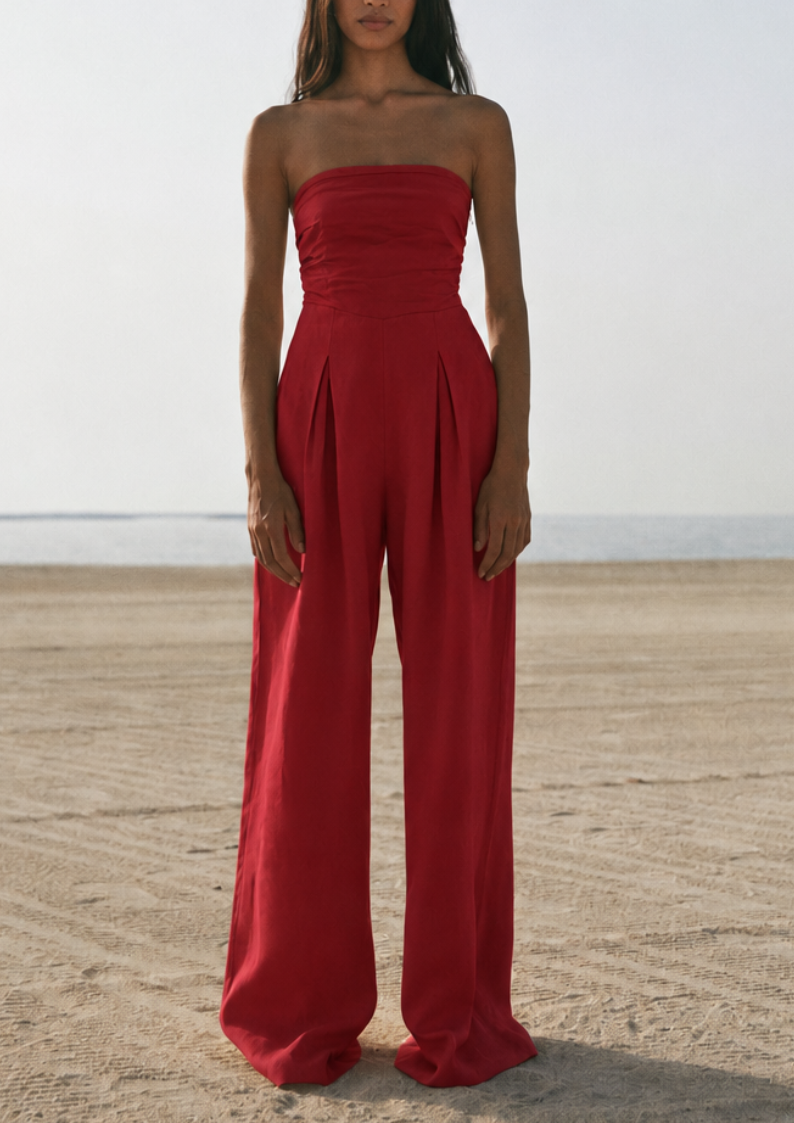 Yves Uro Silk-Touch Linen Jumpsuit