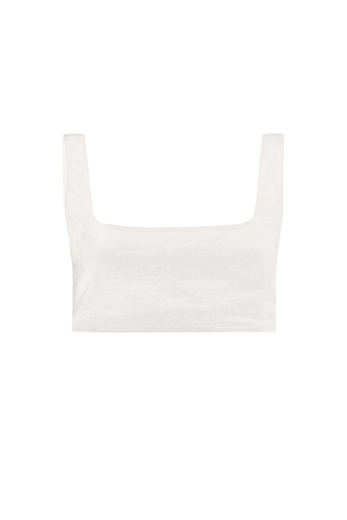 white linen crop top