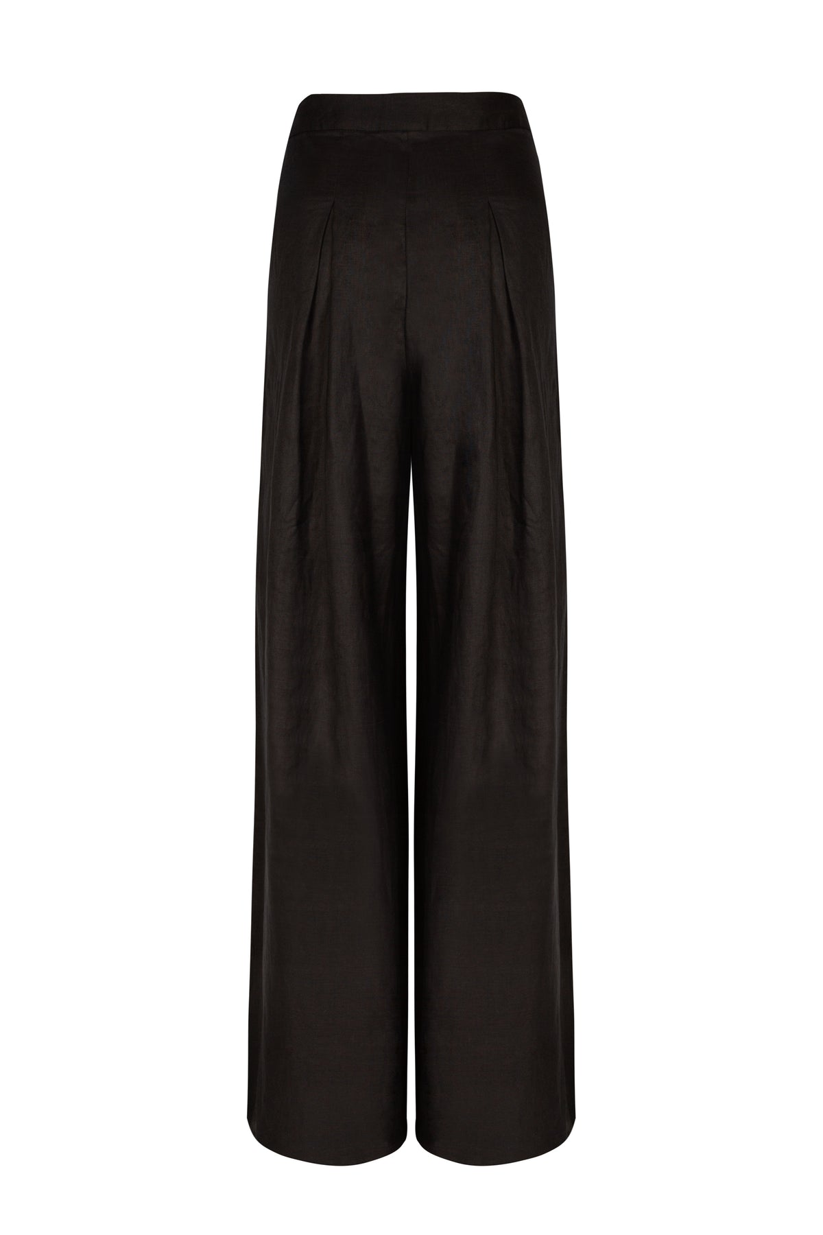 black linen wide leg trousers