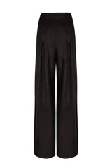 black linen wide leg trousers