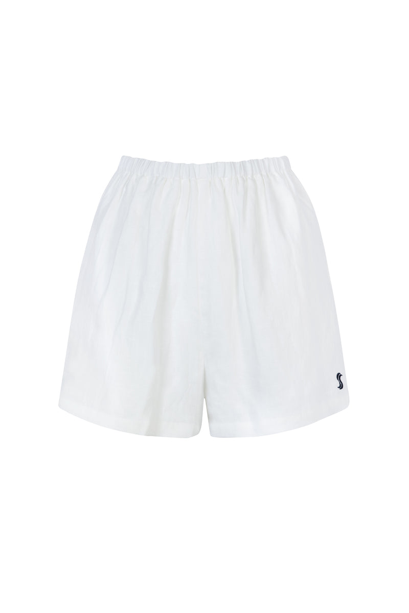 'Hacienda' Embroidered Linen Shorts - Off White