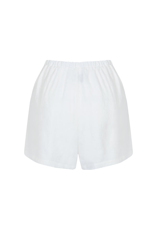 'Hacienda' Embroidered Linen Shorts - Off White