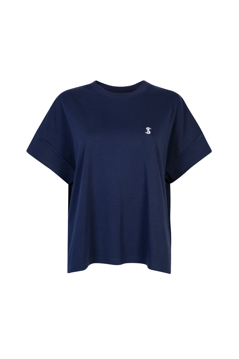 'SS' Signature Embroidered T Shirt - Navy