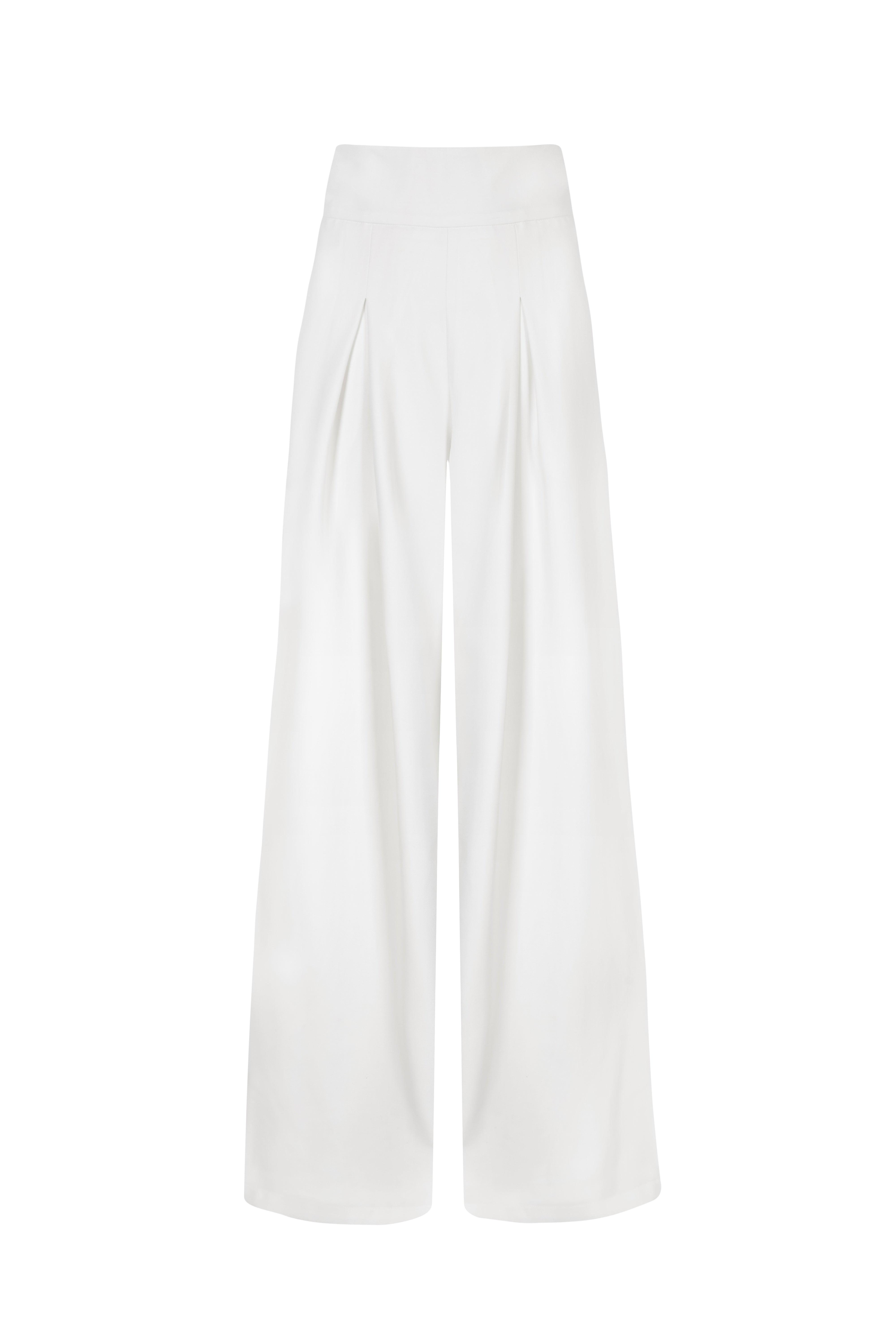 'Dalias' Wool Blend Wide Leg Trousers - Off White – Second Summer