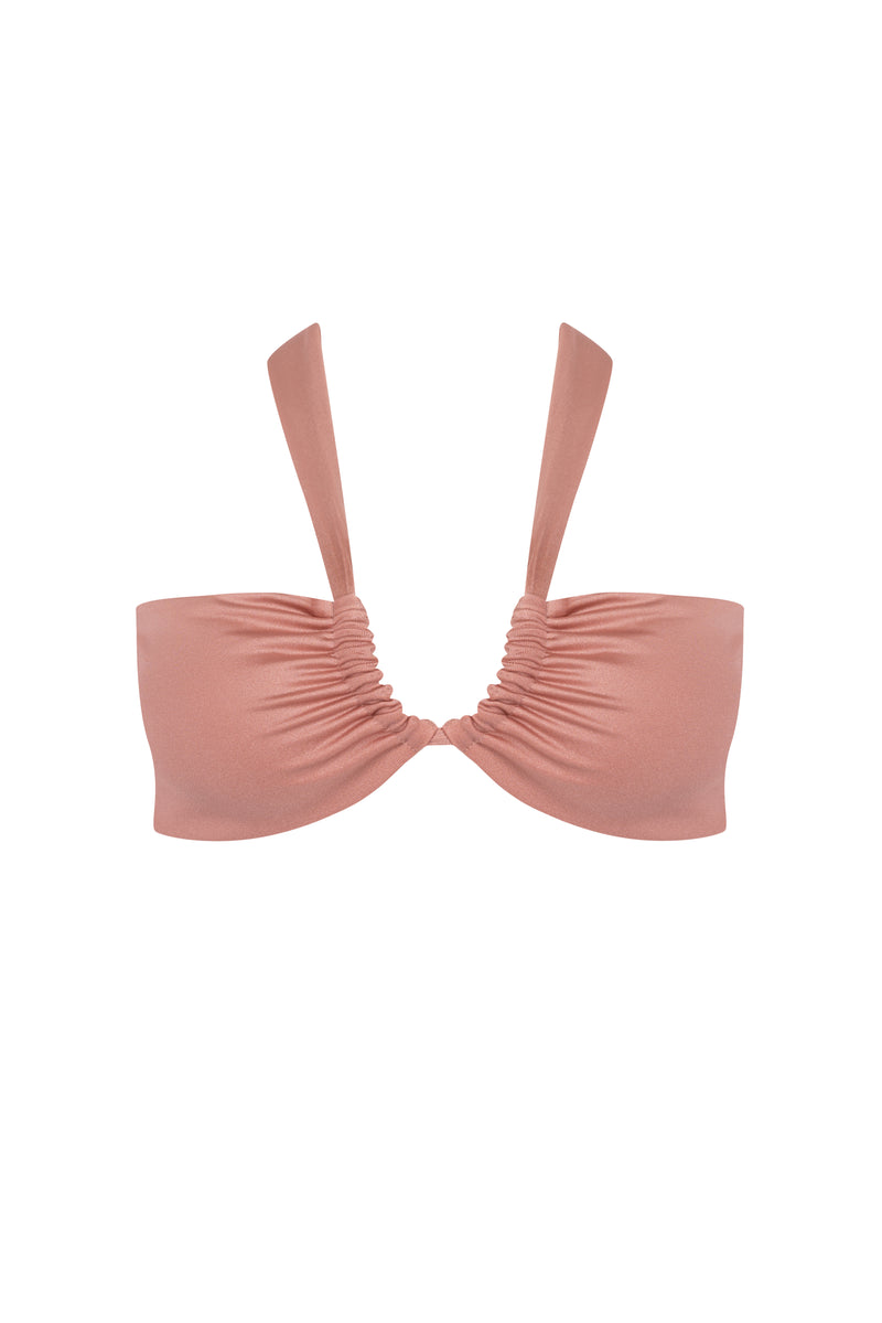 'Aria' Bikini Top - Metallic Blush