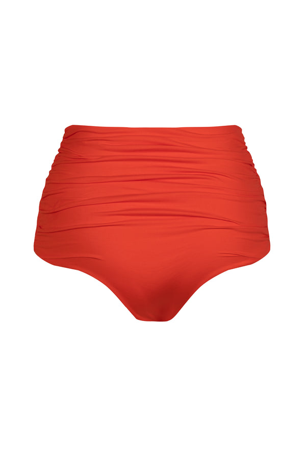'Peggy' High Waist Bikini Bottom - Tomato Red
