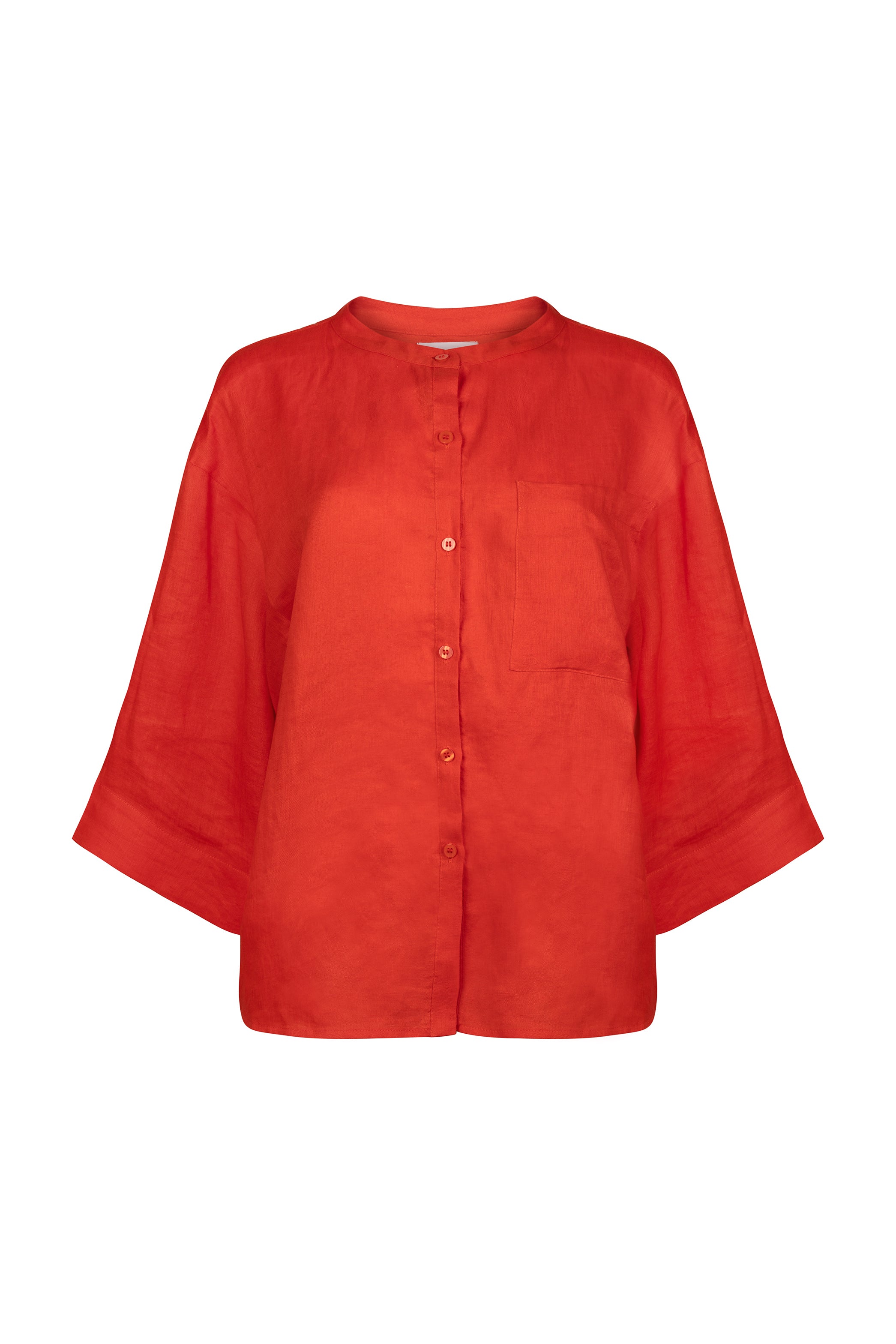 'Andrea' Linen Shirt - Tomato – Second Summer