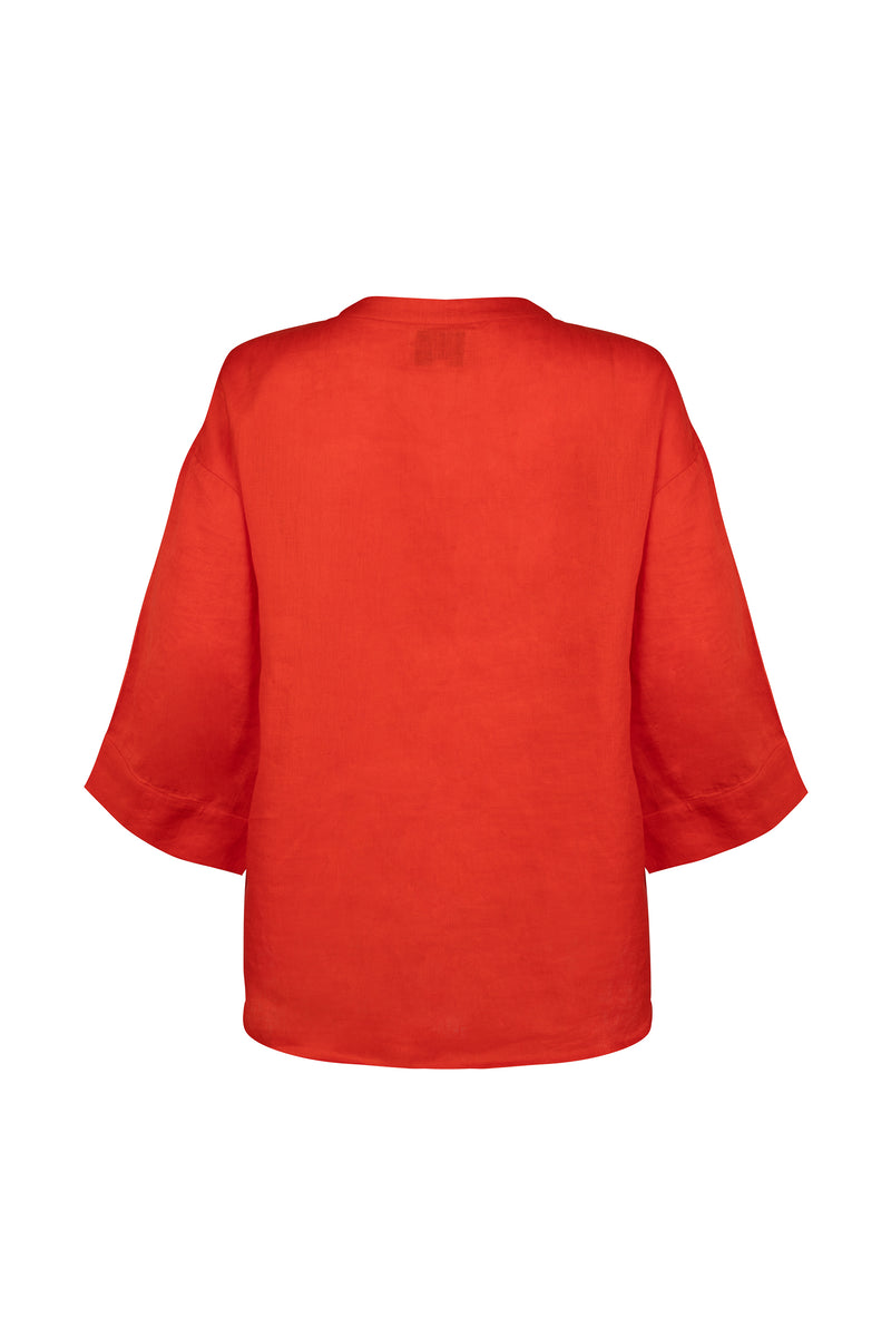 'Andrea' Linen Shirt - Tomato
