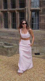 Isla Maxi Skirt - Powder Pink Poplin Cotton