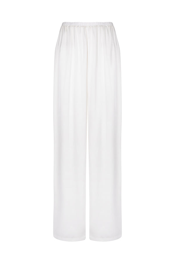 ivory silk trousers