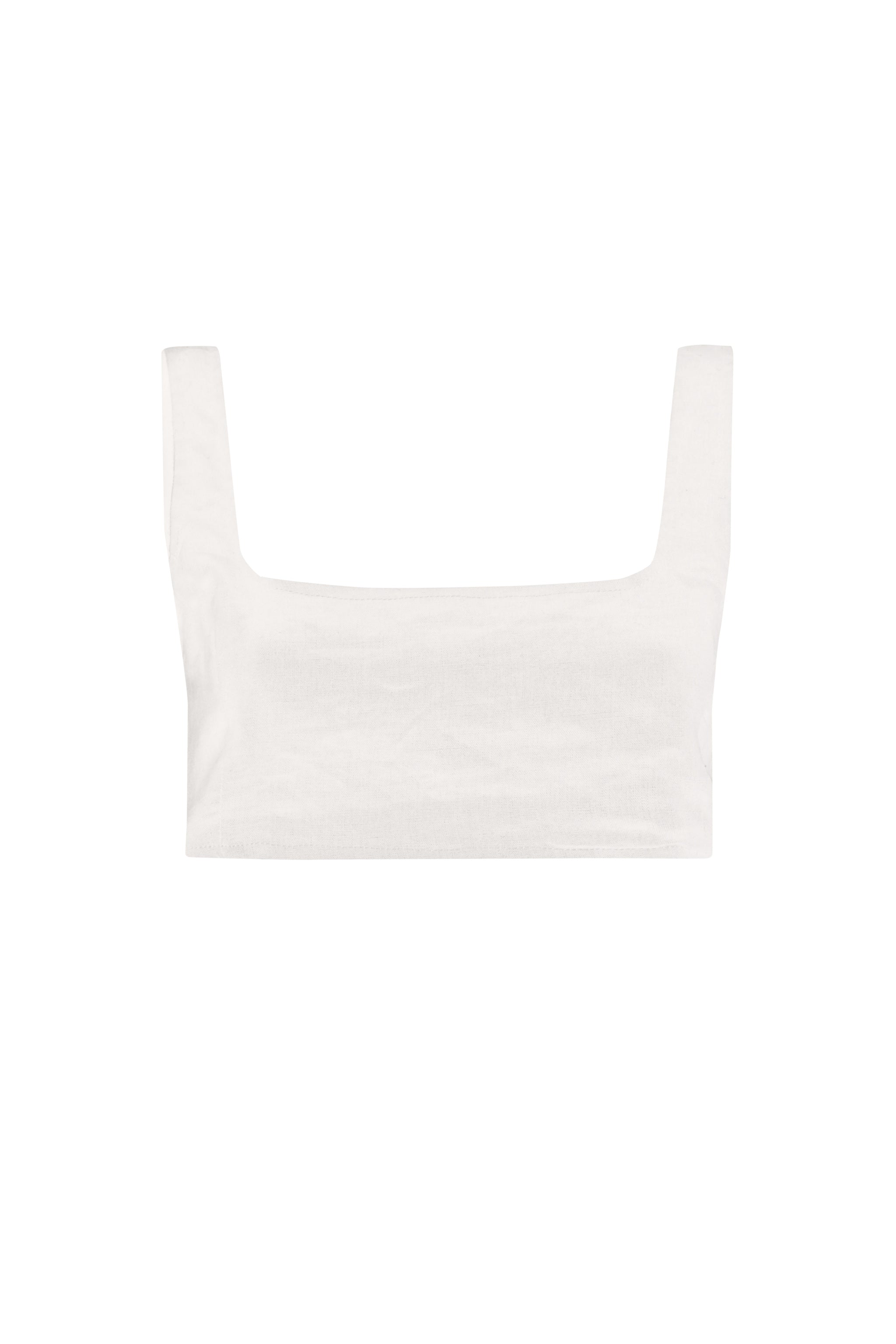 white linen crop top