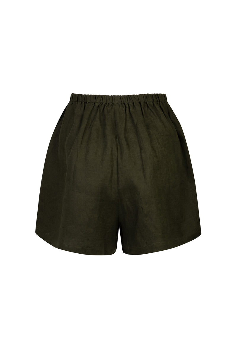 olive linen shorts