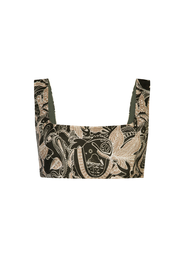 olive print crop top