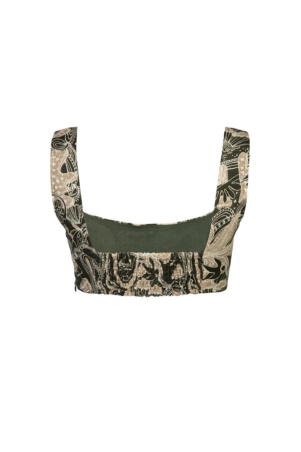 olive print crop top